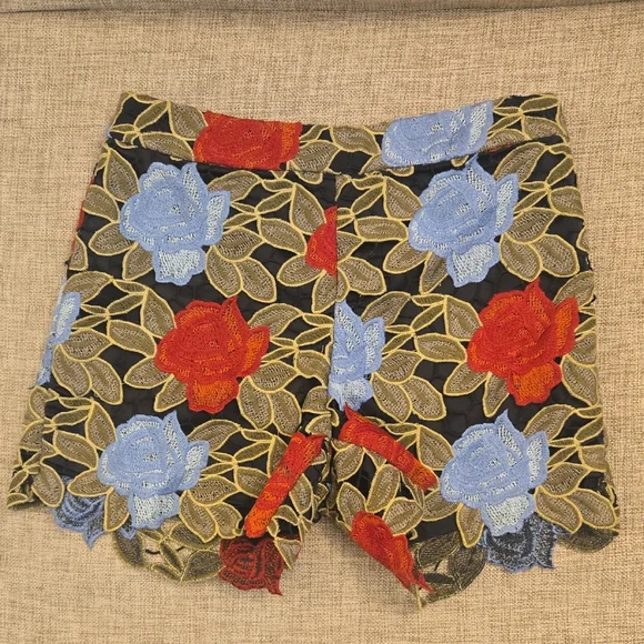 Alice + Olivia High Waist Red and Blue Shorts - Picture 2 of 8